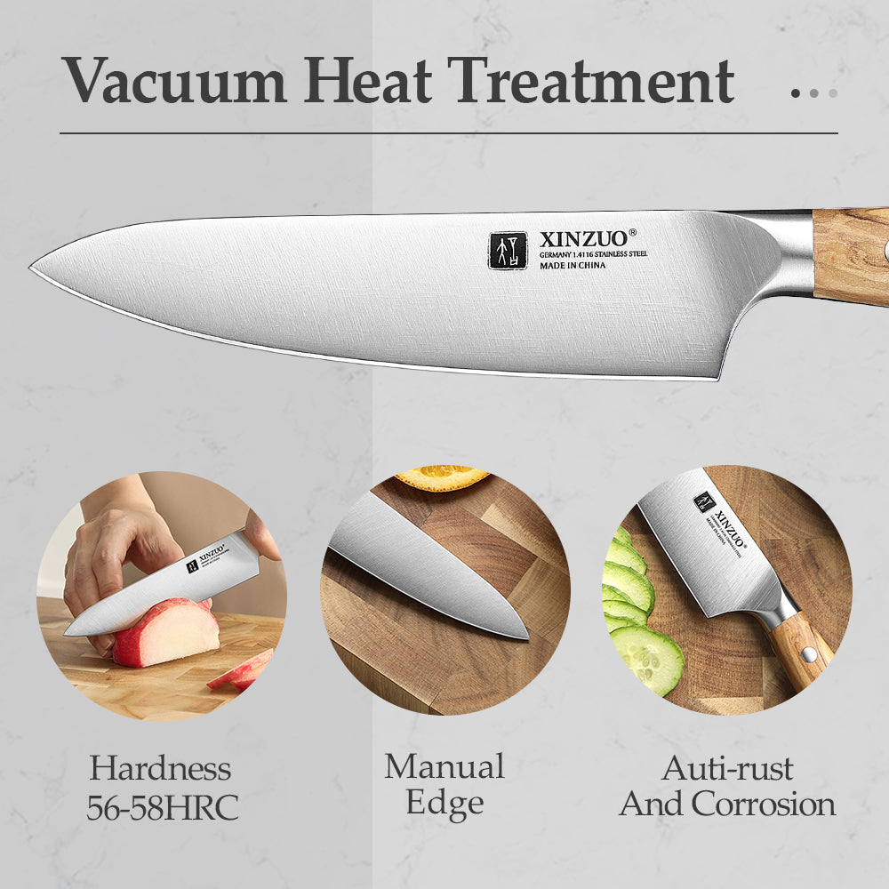 XINZUO Kitche Knife Set 2PCS Knife Set 5.2”Utility Knife+8.3”Chef Knife With High Quality Olive Wood Handle