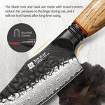 XINZUO 5.9 Inch Viking Knife 67 Layers Damascus Steel with Burnt Oak Handle – Norse-Inspired Tactical & Outdoor Utility Knife