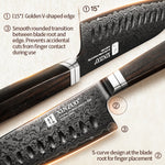 XINZUO Ji Series Japanese Santoku Knife 7.2 Inches,Damascus Steel Blade, with Exquisite Patterns, Presented in an Attractive Gift Box