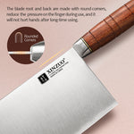 XINZUO 8.5 Inches Cleaver Knife, 3 Layers Clad Steel with Red Wood Handle & Copper Rivets, 58~60HRC - FU Series