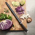 XINZUO Ji Series Premium Kitchen Sharpening Rod, Ergonomic Ebony Handle for Fast Blade Sharpening & Repair