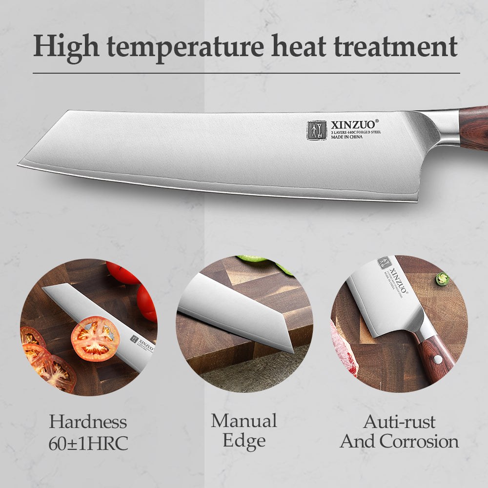 XINZUO 8.1 Inches Bunka Knife 3 Layers Composite Steel Razor Sharp Kitchen Knife