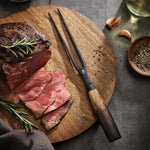XINZUO 6 Inch Carving Fork with Burnt Oak Handle - Professional Meat Fork for Roasts, BBQ and Serving