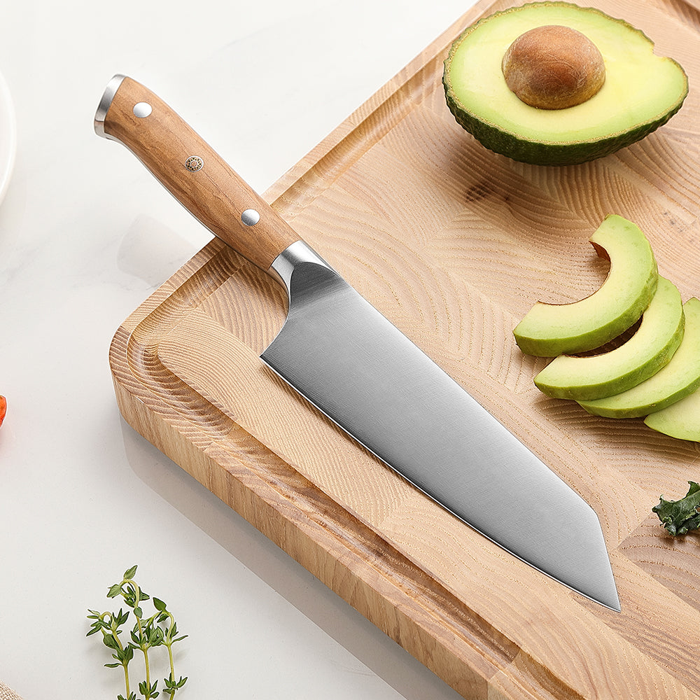 XINZUO Premium German Steel 5.8 Inches Bunka Knife – Olive Wood Handle, 56-58HRC Hardness, Ideal for Daily Kitchen Prep