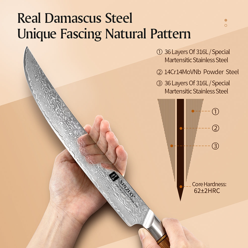 XINZUO Lan Series 73 Layers Damascus Powder Steel 10 inch Carving Knife