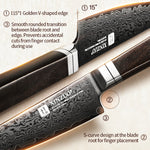 XINZUO Premium 5.3" Damascus Steel Utility Knife - 67 Layers Damascus Steel, 60±2 HRC, Black Titanium Plated, Full Tang, Professional Kitchen Knife