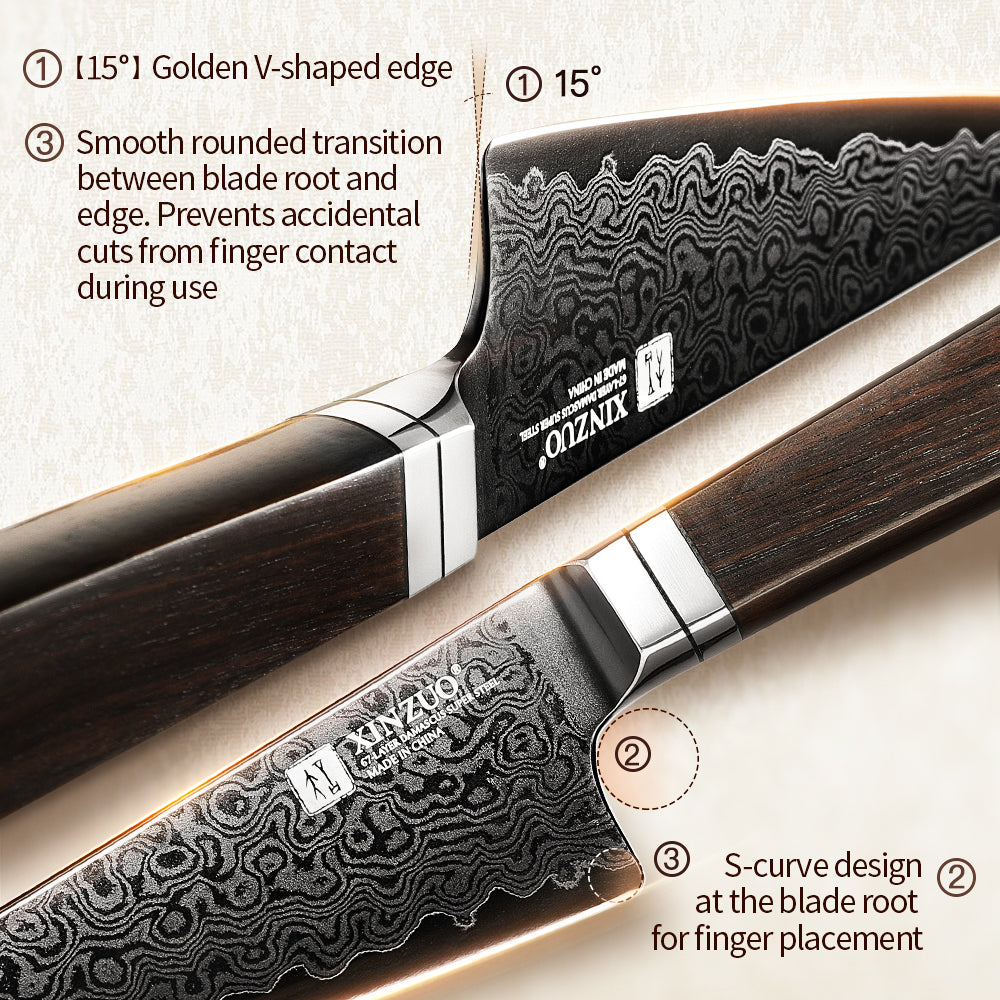 XINZUO 67-Layer Damascus Utility Knife – Your Daily Kitchen Companion