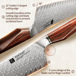 XINZUO Xing Series 10.1 Inches Bunka Knife - 73 Layers Damascus Steel  Ergonomic Rhomboid Rosewood Handle, For Home & Pro Kitchen