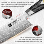 XINZUO 145 Layers Damascus Bunka Knife/Kiritsuke Knife,7 Inches, Ergonomic Handle, Acacia Wooden Gift Box