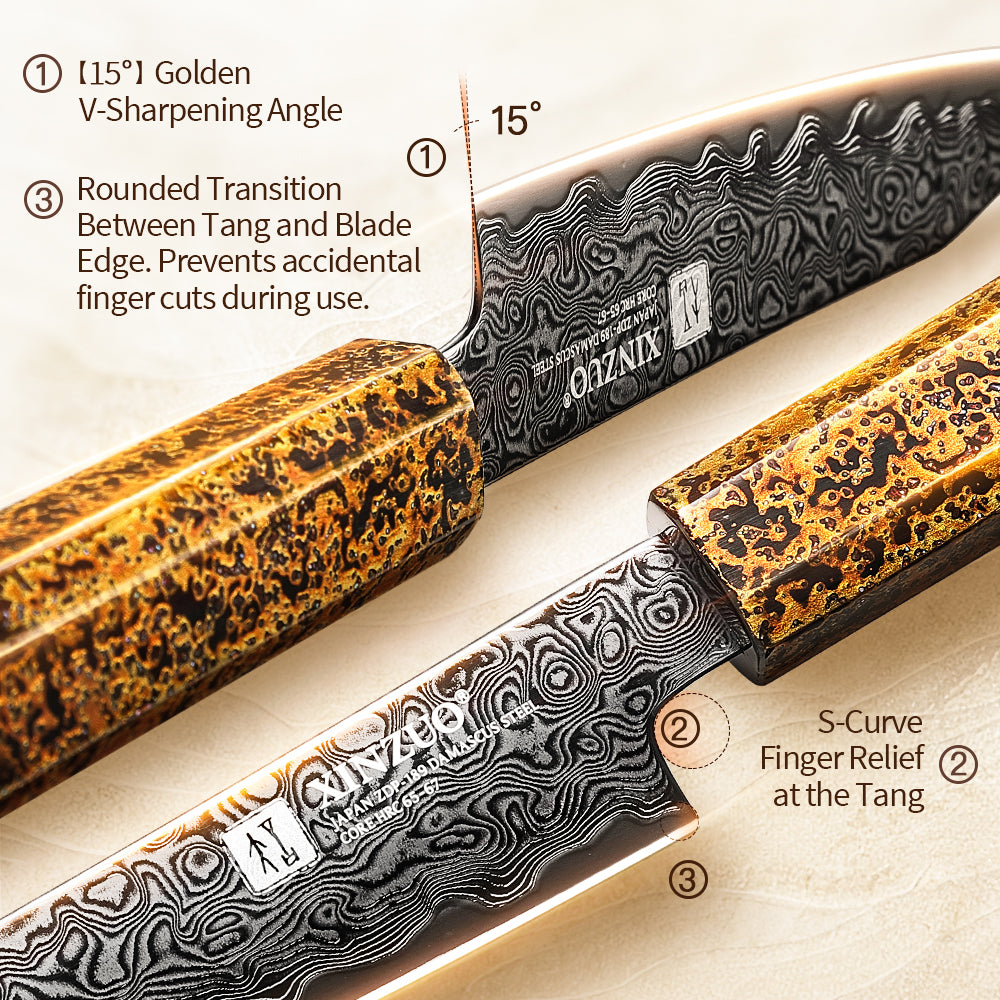 XINZUO Professional Utility Knife 49 Layers Damascus Steel ZDP189 Powder Steel Core Cooking Utensils