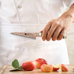 XINZUO 4 Inches Paring Knife, 53-Layer Tri-Color Copper Damascus Steel,Rosewood Handle,Acacia Wooden Gift Box Packing