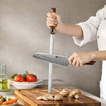 XINZUO Xing Series High-Carbon Steel Knife Sharpening Rod,Premium Solid Wood Handle - Eco-Friendly Gift Packaging