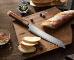 XINZUO Zhen XZ05 Series ZDP-189 Powder Steel Bread Knife 9 Inch, Made of Three-layer Composite Steel, Hardness Reaches 65-67HRC, Desert lronwood Octagonal HandIe