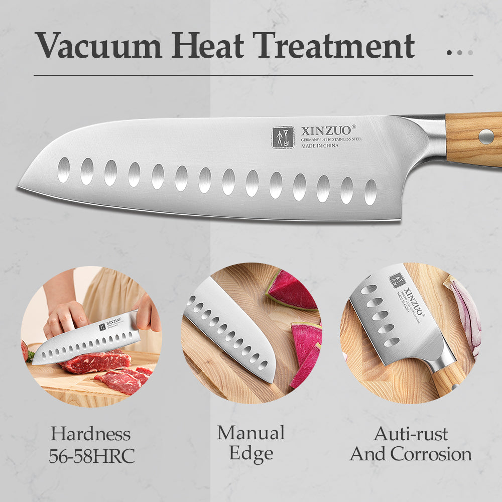XINZUO Durable And Sharp 7.1 Inches Santoku Knife Japanese Kitchen Knife Hardness 56-58 HRC - A Good Choice for Gifts