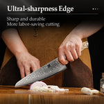 XINZUO 3PCS Damascus Knife Set 67-Layer Custom Forged Steel Ultra-Sharp 15° Edge - for Meat Vegetables Fruit
