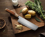 XINZUO Zhen XZ05 Series ZDP-189 Powder Steel Nakiri Knife 7.5 Inch, Made of Three-layer Composite Steel, Hardness Reaches 65-67HRC, Desert lronwood Octagonal HandIe