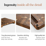 XINZUO Acacia Wood End Grain Cutting Board with Integrated Serving Tray Groove,Anti-Slip Feet,Gift Box, Size 16.1" x 12.2" x 1.65"