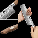 XINZUO 6.8 Inches 67 Layers Japanese AUS-10 Damascus Steel Nakiri Knife-Jiang Series