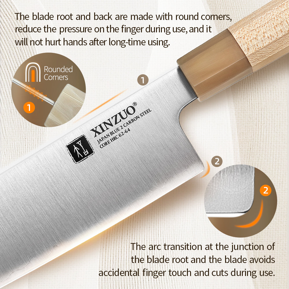 XINZUO Premium Nakiri Knife,Aogami No.2 Carbon Steel,Ergonomic Sharp Kitchen Chef Knife for Home & Professional Use