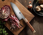 XINZUO Zhen XZ05 Series ZDP-189 Powder Steel Santoku Knife 7.5 Inch, Made of Three-layer Composite Steel, Hardness Reaches 65-67HRC, Desert lronwood Octagonal HandIe