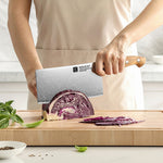 XINZUO Professional Chinese Meat Cleaver Knife - Triple-Layer Composited Steel with Olive Wood Handle, Razor Sharp & Ergonomic Design-PIN Series