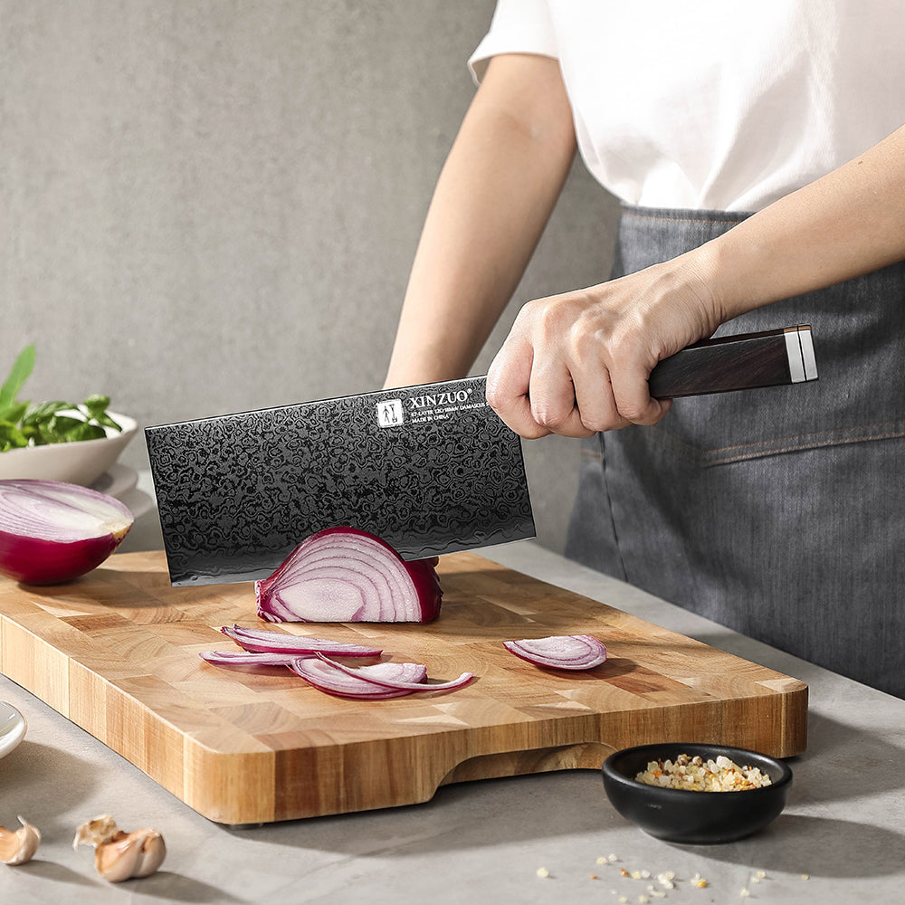 XINZUO Ji Series Chinese Cleaver Knife,7.1 Inches Kitchen Knife,High Hardness 60±2HRC,Cut Vegetable&Meat