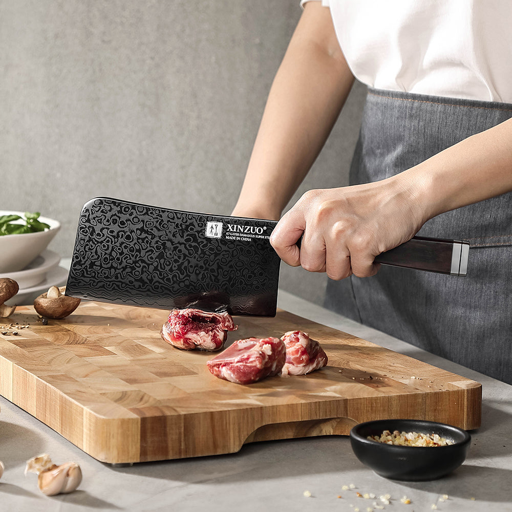 XINZUO Ji Series 67 Layers Damascus Steel Bone Chopper Knife 7Cr17MoV Steel Core Razor Sharp Kitchen Knife
