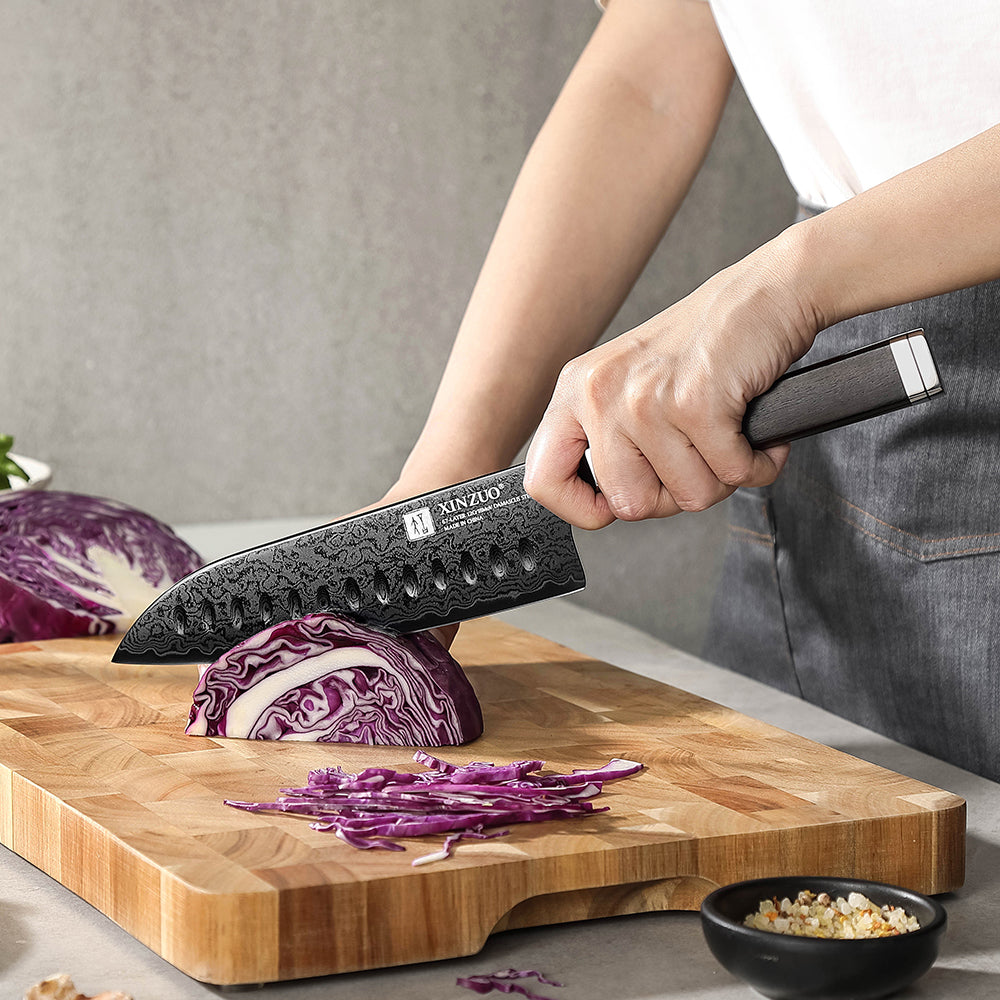 XINZUO Ji Series High Carbon Steel 3PCS Knife Set 67 Layers Damascus Steel Utility+Santoku+Bunka Knife,Kitchen Utensils