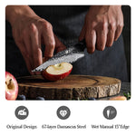 XINZUO 5.6 Inches 67 Layers Black Damascus Steel Kitchen Utility Knife with  Burnt Oak Handle MO-Series