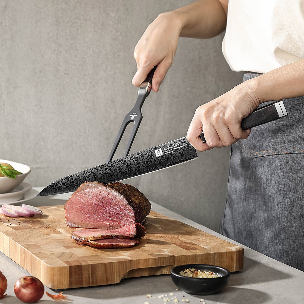 XINZUO 67-Layer Damascus 10" Slicing Knife – Carve with Confidence & Grace