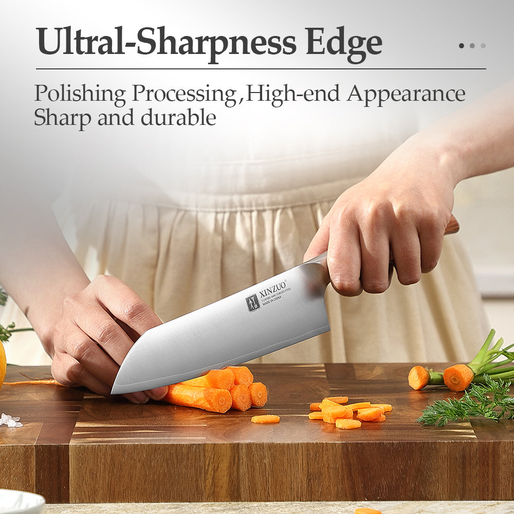 XINZUO Sharp And Durable Santoku Knife 440C Steel Core Hardness 60±1HRC