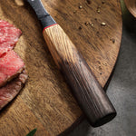 XINZUO 6 Inch Carving Fork with Burnt Oak Handle - Professional Meat Fork for Roasts, BBQ and Serving