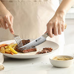 XINZUO 4PCS Steak Knife Set - Triple-Layer Composited Steel with Olive Wood Handle, Razor Sharp & Ergonomic Design-PIN Series