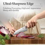 XINZUO 6.2”Sharp Kitchen Bunka Knife 3-Layer Composite Steel Comfort Red Wood Handle, Multipurpose Cooking Knife