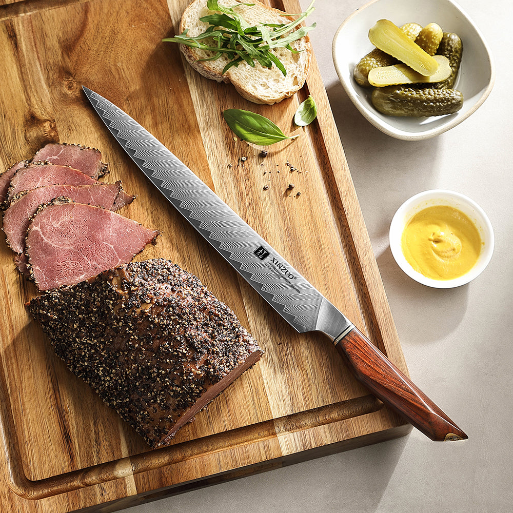 XINZUO Xing Series 10.2 Inches Carving Knife – 73-Layer Damascus Powder Steel, Michelin Star Collaboration, Sustainable Packaging, All-Purpose Culinary Tool