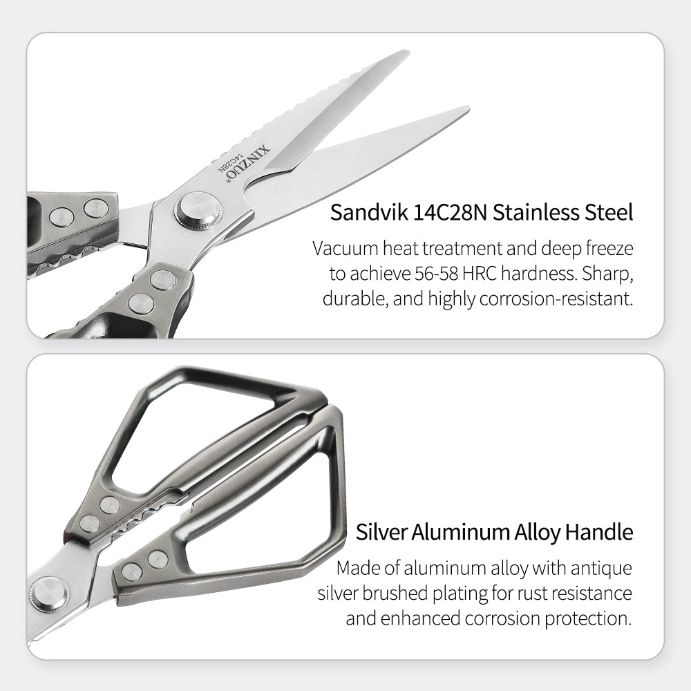 XINZUO 1PC Kitchen Knife Multifunctional & Innovative Design 14C28N Stainless Steel Aluminum Alloy Handle
