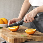 XINZUO Premium 5.3" Damascus Steel Utility Knife - 67 Layers Damascus Steel, 60±2 HRC, Black Titanium Plated, Full Tang, Professional Kitchen Knife