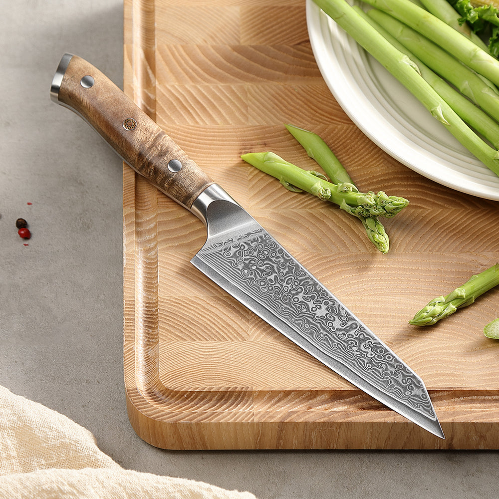 XINZUO Sharp Kitchen Utility Knife 5.3” High Carbon Damascus Steel Knife with Comfort Grip Handle Ideal for Slicing Dicing Chopping