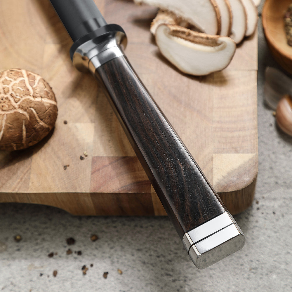 XINZUO Ji Series Premium Kitchen Sharpening Rod, Ergonomic Ebony Handle for Fast Blade Sharpening & Repair
