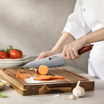 XINZUO Xing Series 73-Layer Damascus Steel 8.2”Bunka Knife – 14Cr14MoVNb Core, Rosewood & Brass Rivets Handle