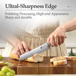 XINZUO 8.2 Inches Bread Knife 3 Layers Composite Steel 440C Steel Core With Nature Red Wood Handle