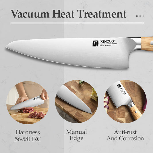 XINZUO 8.3 Inches Professional Chef's Knife Custom German 1.4116 Steel Ultra Sharpness Edge