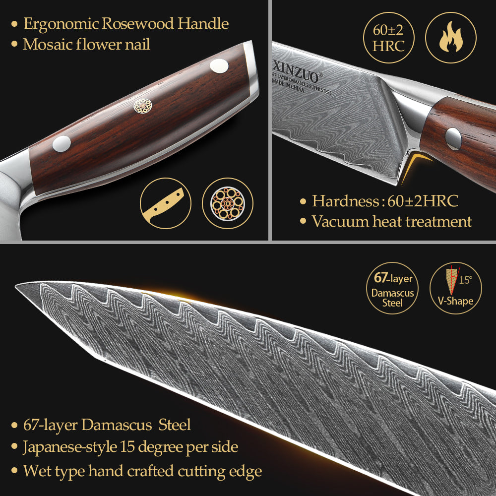 XINZUO YI DAMASCUS SERIES 5-Piece Kitchen Knife Set – XINZUO CUTLERY