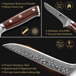 XINZUO 6-Inch Damascus Boning Knife – 67-Layer Damascus Steel & Rosewood Handle | 60±2 HRC