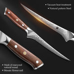 XINZUO 7-Inch Fish Fillet Knife — 67-Layer Damascus Steel Blade, Natural Rosewood Grip