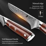 XINZUO 6-Inch Damascus Boning Knife – 67-Layer Damascus Steel & Rosewood Handle | 60±2 HRC