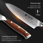 XINZUO 7-Piece Damascus Knife Collection — All-in-One Kitchen Cutlery Set for Meat, Veg, Fruit & Bread | 67-Layer Damascus Steel, Rosewood Handle, 60±2 HRC