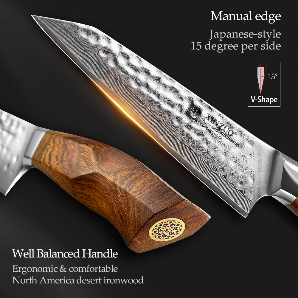 XINZUO FENG STRIA HAMMER DAMASCUS SERIES 5'' inch Utility Knife