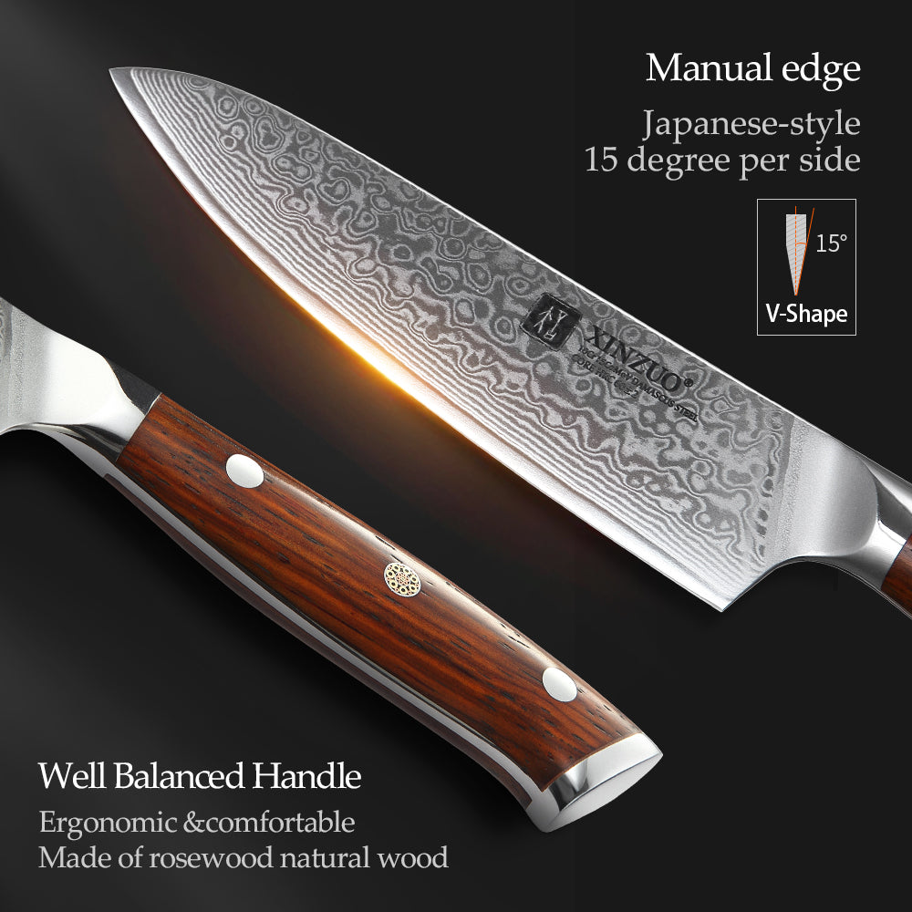 XINZUO 5-Piece 67 Layers Damascus Knife Set—Core Hardness 60±2HRC, Ultra-Sharp Kitchen Knives for Home Chefs & Daily Meal Prep