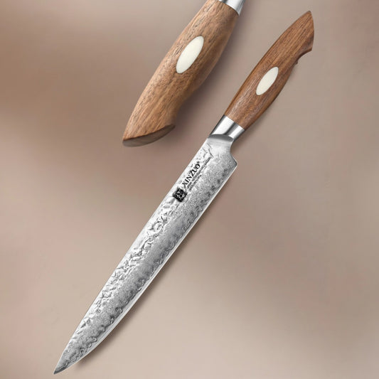 XINZUO 10 Inches 67 Layers Japanese AUS-10 Damascus Steel Carving Knife -Jiang Series